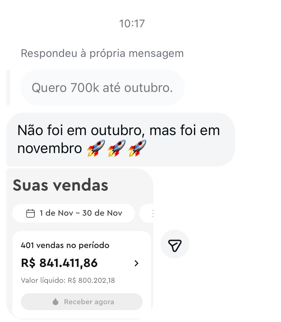 Print de feedback — R$ 841k